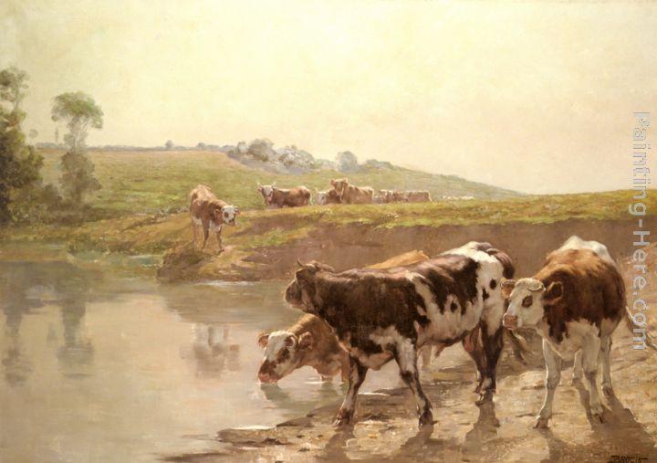 Wenceslas Vacslav Brozik Cattle In A Pasture